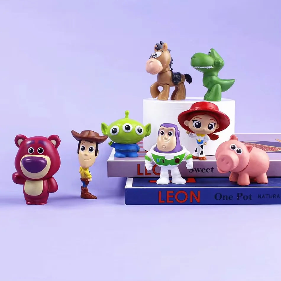 Explosions Anime 8PCS Toy Story Hand-Made Trish Hudi Bass Lightyear Alien Children's Mini Toy Desktop Ornaments Birthday Gift.