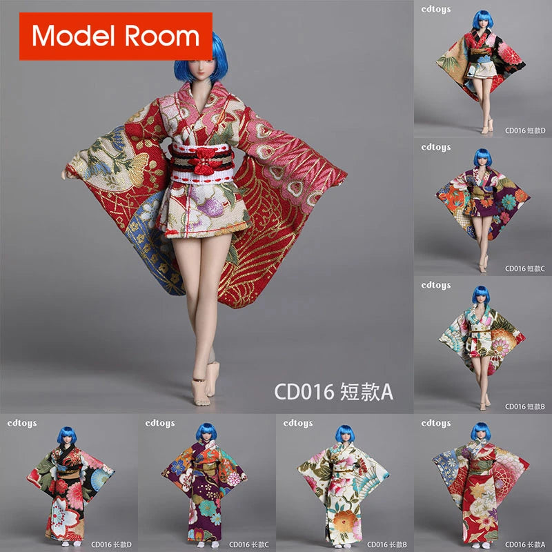 CDtoys CD016 1/12 Female Long Short Kimono Model Soldier Printing Clothes Fit 6'' TBL Action Figure Body Dolls