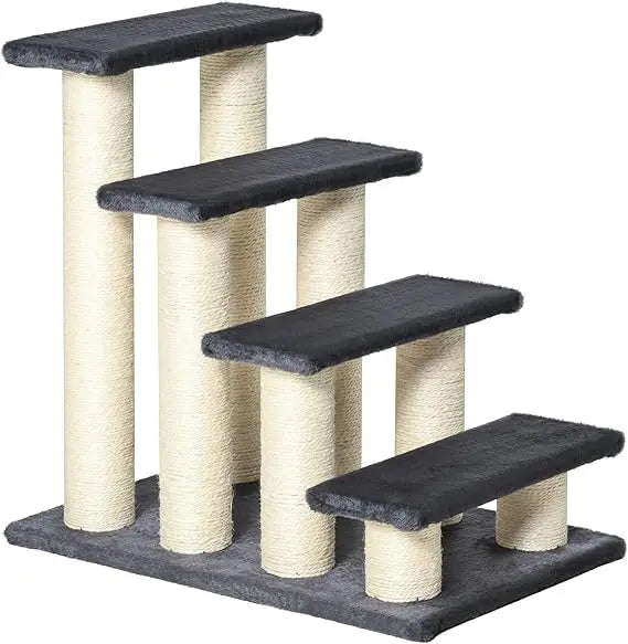 Cat Tree with 4 Steps for High Beds Couch, Cute Stair Shaped Cat Tree for Indoor Cats or Dogs w/Sisal Scratching Post, Climbing