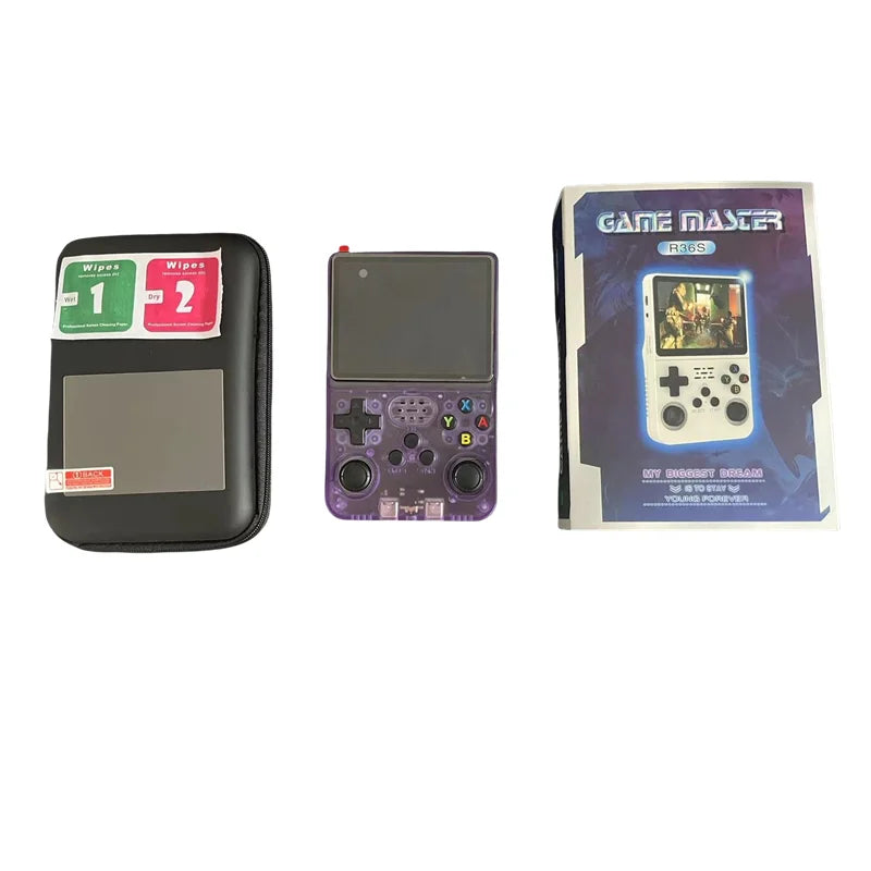 Console R36s 128gb Retro Handheld Video Game Console 3.5inch for Kids Gift with Protective Case and r36s Screen Protecter