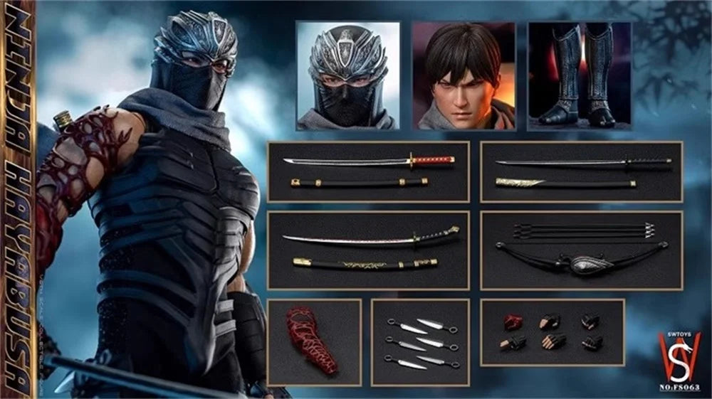 SWTOYS FS063 Asia Handsome Guy Mystery Ninja with 2 Head Full Set Moveable Action Figure Gift For Fans Collect 1/6