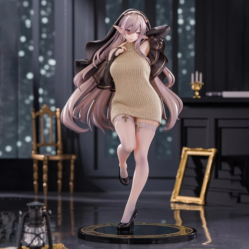 27cm PINKMANGO Shisuta-erufu By Sorananiiro Anime Girl Figure Nun/Sister Elf Action Figure Tsuki Uzaki Figurine Model Doll Toys