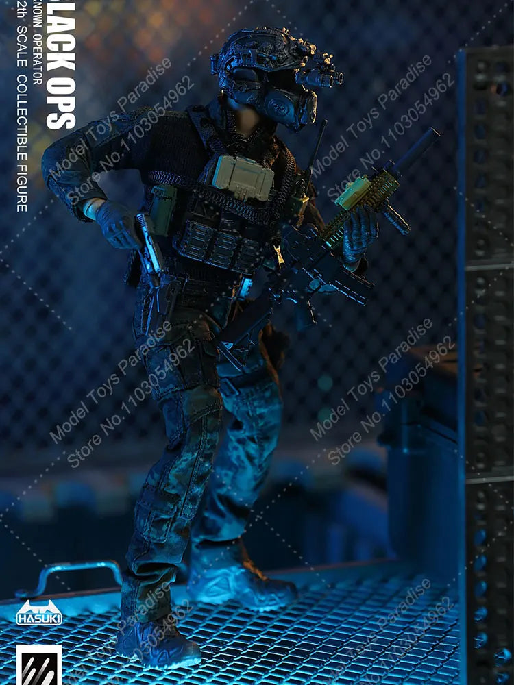 HASUKI SA01 1/12 Men Soldier Special Forces Black Ops Warrior With Equipment Package Full Set 6inch  Action Figure Collection