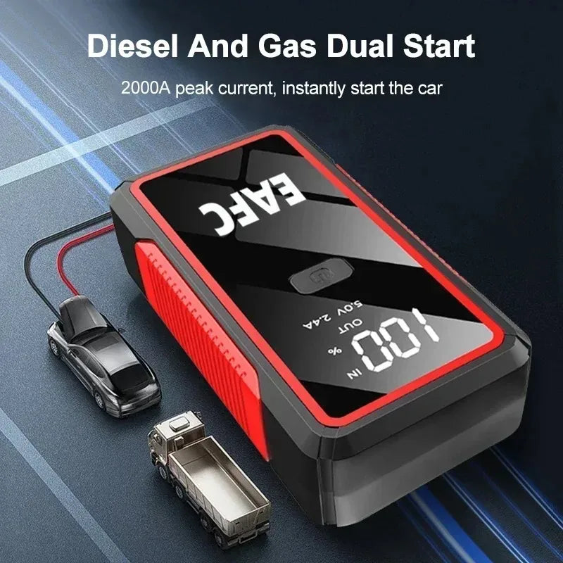 EAFC 2000A Car Jump Starter Portable Power Bank  Car Battery Booster 12V Auxiliary Starting Device for Diesel Gasoline