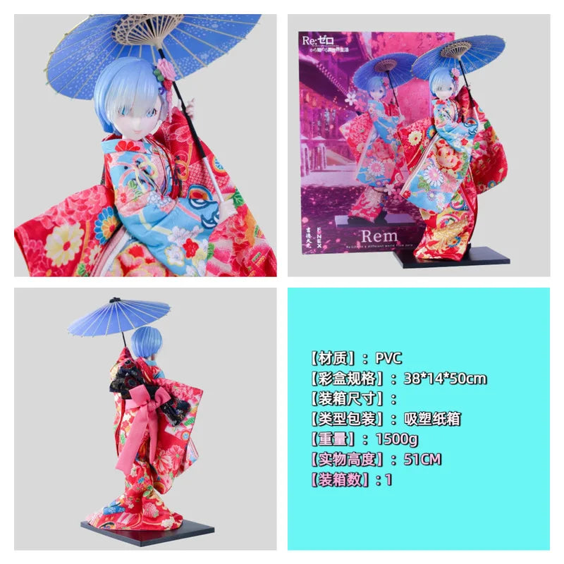 Rem Figurines Starting from Scratch Beautiful Girl in Kimono Floral Arrangements Action Toy Figures Collectible Robot Toys