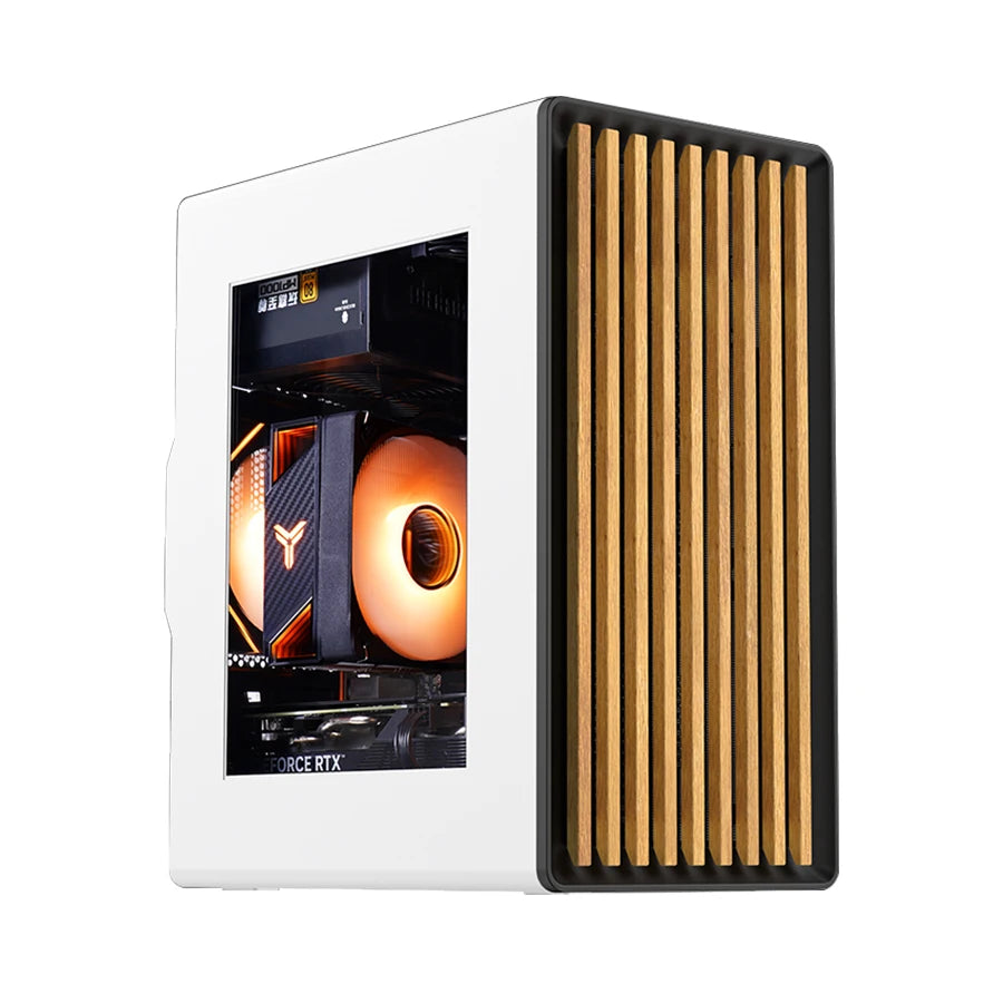 WJCOOLMAN Craftsman 3 MTAX/ITX PC case Glass transparent wooden strips panel gabinetes gamers desktop business computer case