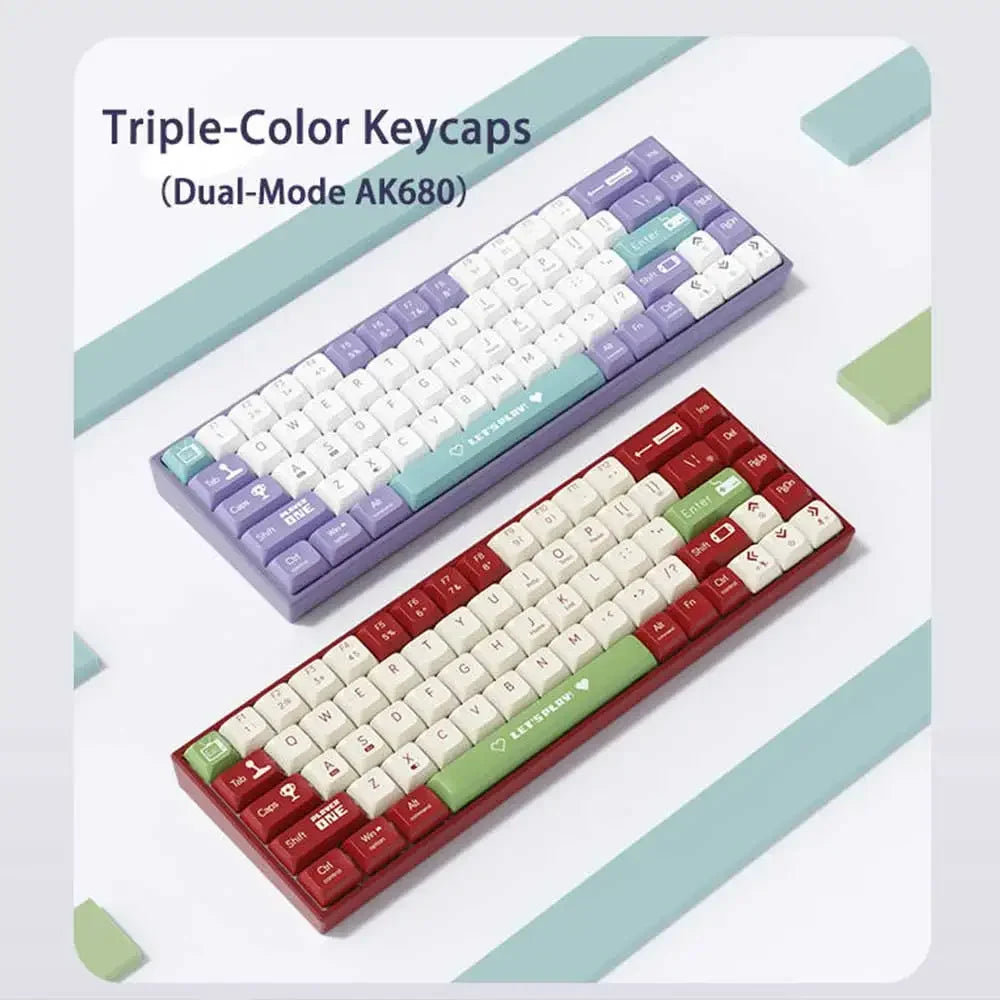 AJAZZ AK680 Mechanische Tastatur ABS-Tastenkappe 68 Tasten Kabelgebundene drahtlose Bluetooth-Gamer-Tastatur Hot Swap Benutzerdefinierte Dichtung für PC-Laptop