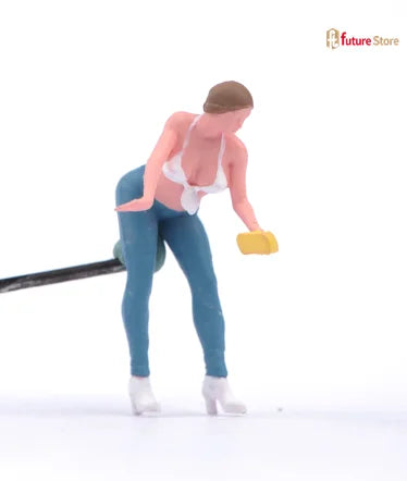 Miniature Figure 1/87 1/64 1/43 1/24 1/18 Summer Attire Women Beauty Female Dolls Clean The Car Scene Props Display Decor Crafts