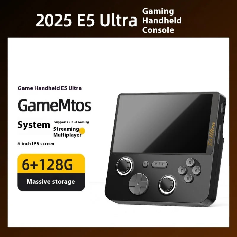 2025 New Dual System E5 Ultra 6+128gb Ram Cloud Gaming Handheld Console 5-Inch Ips Display Joystick For Entertainment