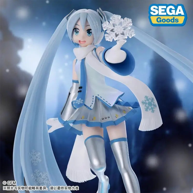 22cm Genuine SEGA Luminasta Hatsune Miku Snow Miku Sky Town Anime Action Figure Model Toys Gift for Birthday