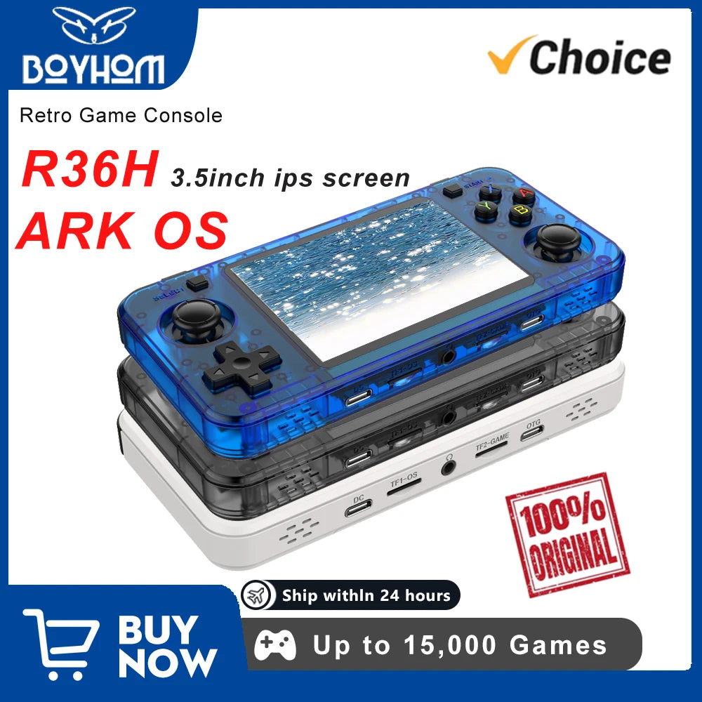 BOYHOM New R36H Retro Handheld Console Open-Source Linux System Classic Game Consoles 3.5 inch IPS Screen Portable Video Player