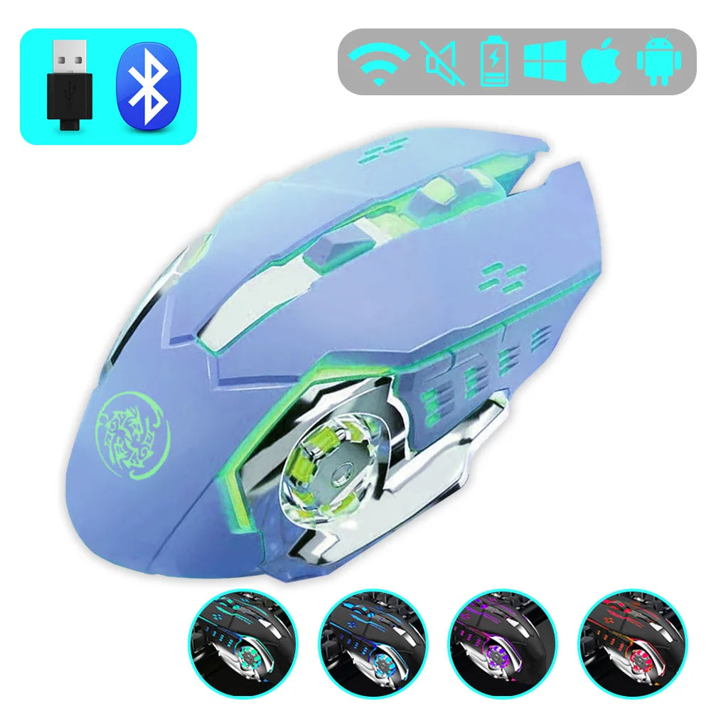 Gaming-Maus, 2,4 G Bluetooth, kabellose, wiederaufladbare Maus für Laptop, RGB-Hintergrundbeleuchtung, mechanische E-Sport-Maus für PC-Computer-Gamer