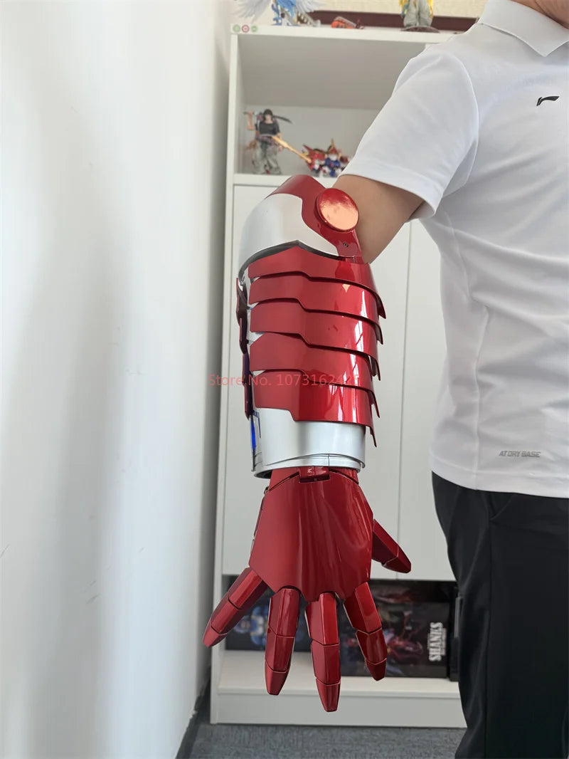 Marvel 1/1 Iron Man Autoking Mk5 Mecha Arm Helmet Remote Voice Control Ironman Automatic Helmet With Led Light Figure Boys Gift