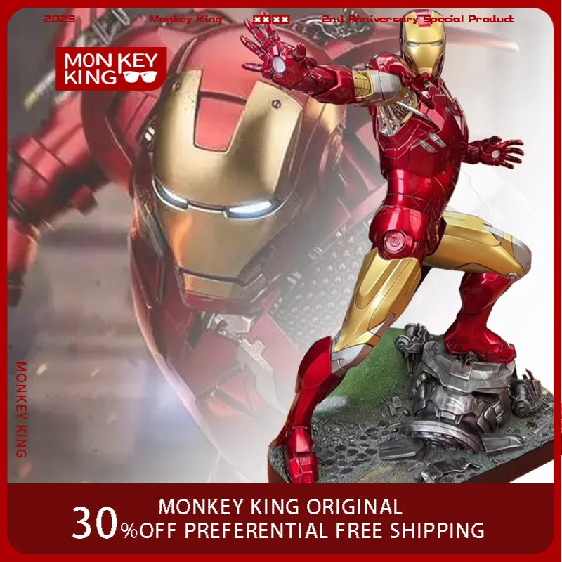 50cm Marvel Comics Figure Iron Man Can Glow Mk6 Resin GK Anime Collection Model Desktop Ornaments Holiday Gifts Children Toys
