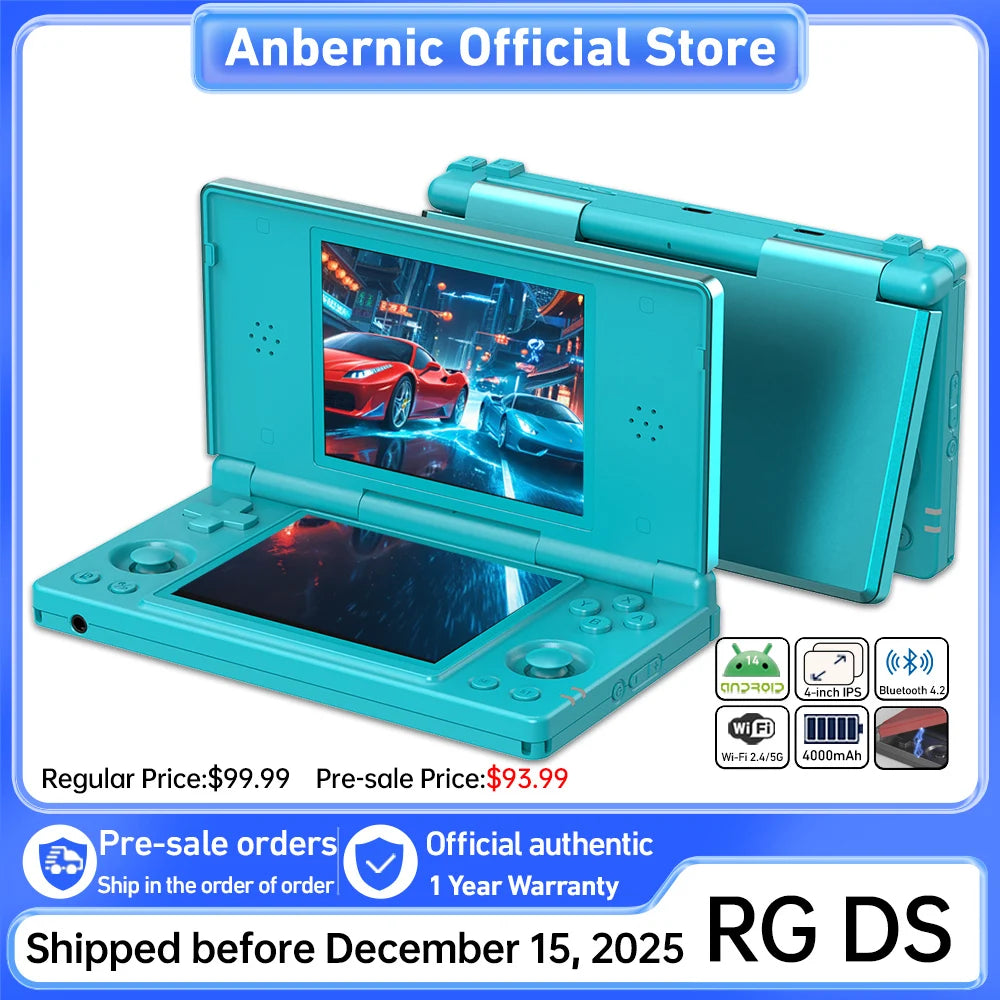 Anbernic RG DS Retro Video Game Console 4 Inch IPS Dual Multi-touch Screen Android 14 Flip Game Player RGDS For Christmas Gift