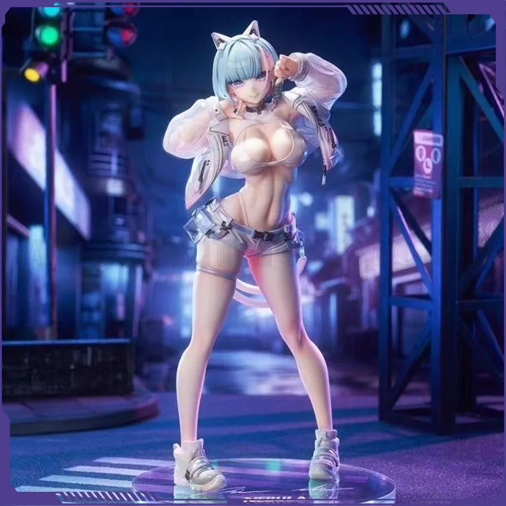 26cm Near Future Cat MIU Anime Figure Cat Demon Pretty Girl Figurine Pvc Collection Statue Model Room Ornament Desk Toys Gift
