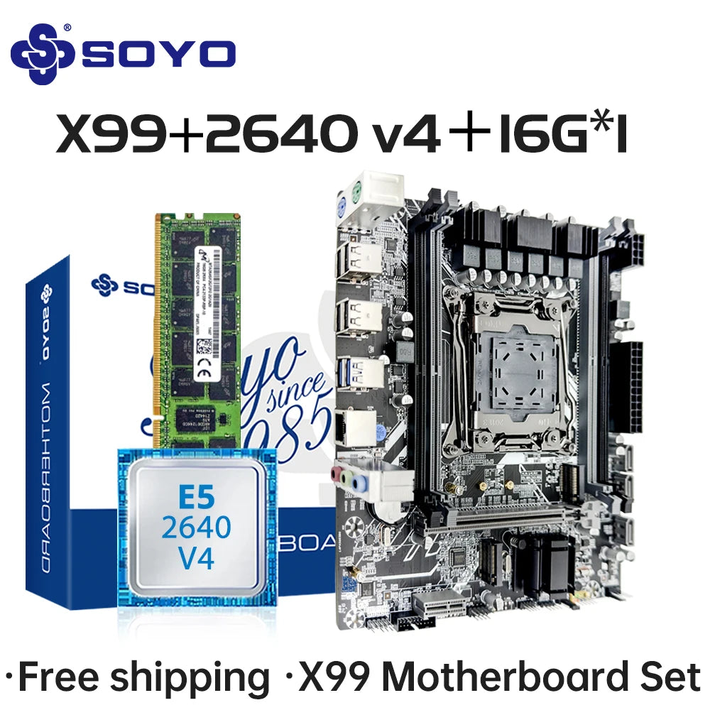 SOYO X99 D4 Motherboard Set mit Xeon LGA2011-3 CPU E5-2640 V4 16GB 2133MHz DDR4 RAM Speicher Für Gaming PC Computer komponenten
