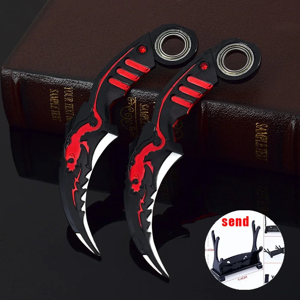 6,7 Zoll chinesischer Drache Karambit Metall Dark Moon Double Thorn Modell Spiel Leben und Tod Peripheriegeräte Golden Dragon Claw Knife Toy