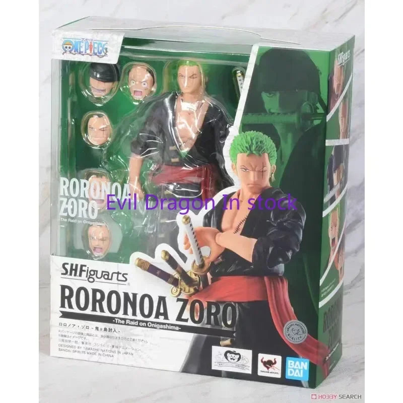 Bandai Original ONE PIECE Anime-Figur SHF Roronoa Zoro Actionfigur Spielzeug für Jungen Mädchen Kinder Geschenk Sammlermodell Ornamente