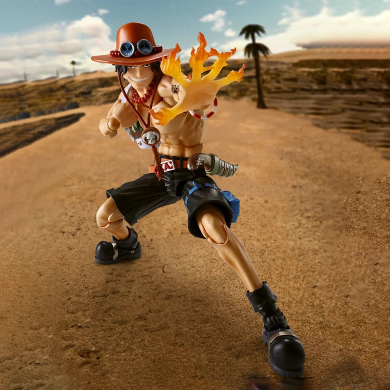 Bandai SHF One Piece Portgas.D.Ace Fire Fist Action Figure Genuine Model Kit Anime Figures Collection Model for Kids Toys Gifts