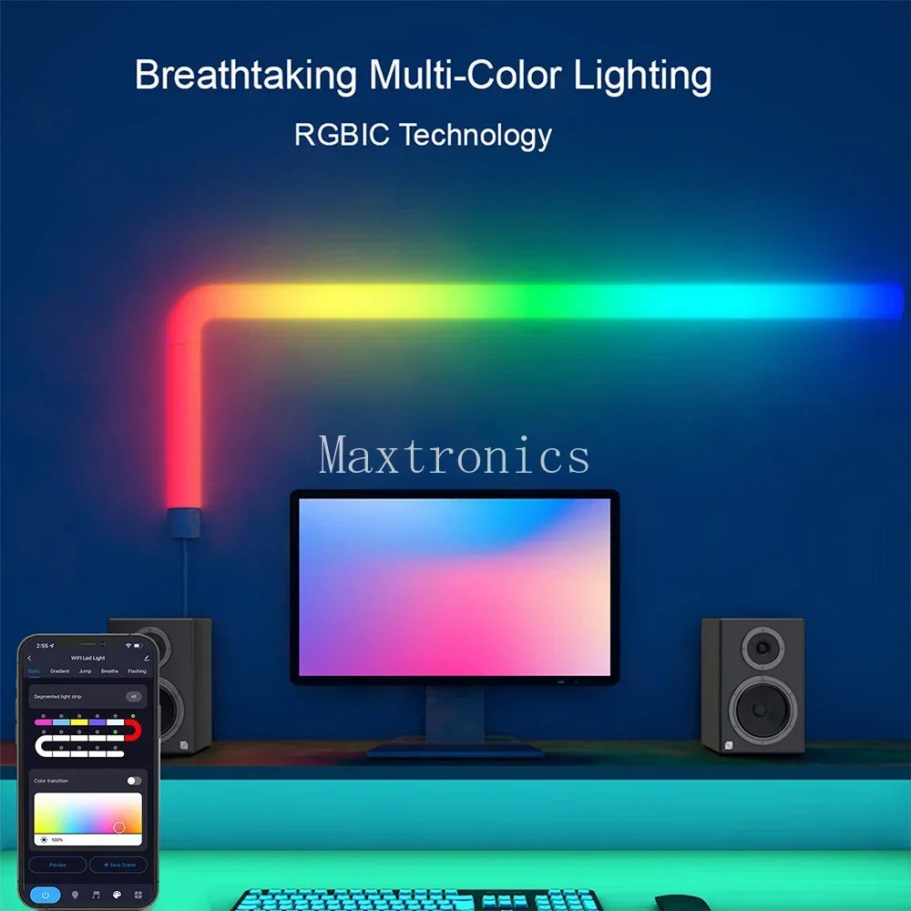 4/6/8pcs Bluetooth/TUYA WiFi LED Wall Light Spliceable RGBIC With Remote Control for Indoor TV Bedroom Game Room Bar Decor 12V