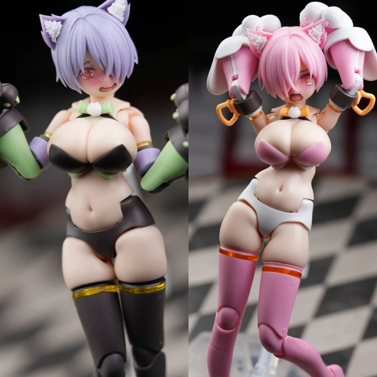 SH MU084A MU084B PUNI MOFU 1/12 Pretty Cat Rabbit Girl Cute Sweet Expression GK Conversion Parts  For 6in Action Figure DIY