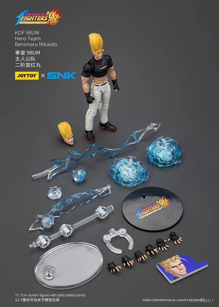 【SF】JOYTOY 1/18 Action Figures KOF 98UM Hero Team Kyo Kusanagi Goro Daimon Benimaru Nikaido 3PCS Model Toys Gifts Collection