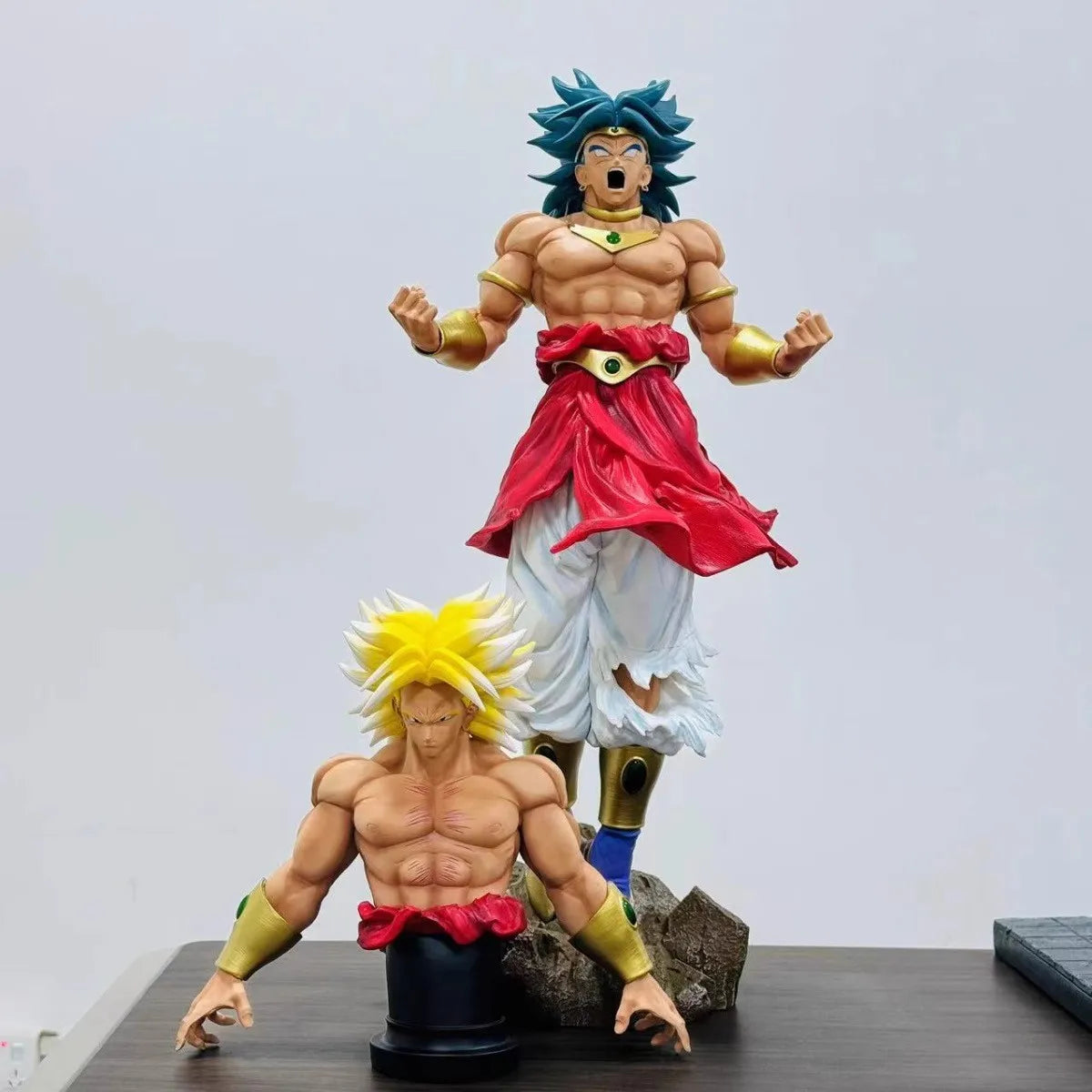 59cm Dragon Ball Anime Figure Broli Double Head Replaceable Peripheral Oversized Statue Action Figure Desktop Display Gift Toys
