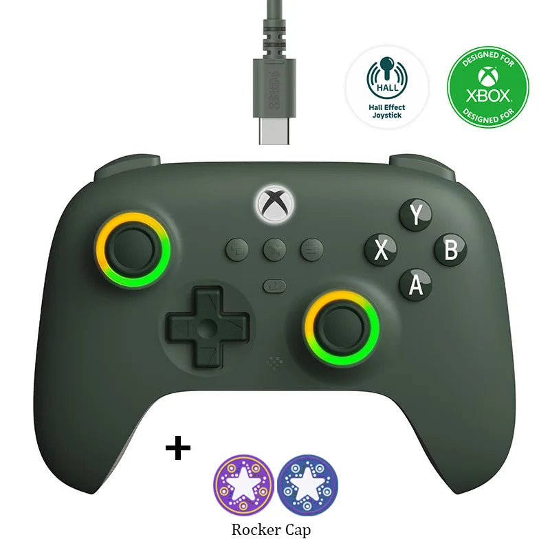 8BitDo Ultimate C Wired Controller For Xbox Series S, X, Xbox One RGB Lighting Fire Ring Hall Effect Joysticks For Windows 10/11