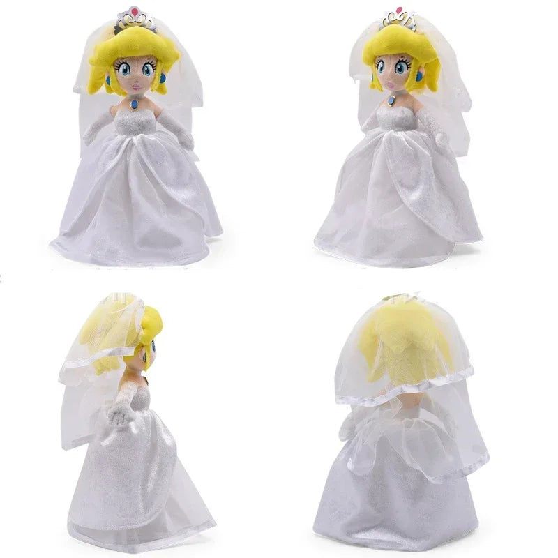 Super Marios Bros Toys Anime Figure Bowser Peach Princess Wedding Dress Cute Cartoon Kids Toys