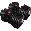 490Lbs Quick Adjust Dumbbell Set for Home Gym Set of 2 Black Red Adjustable Weight Dumbbells for Strength Training Compact Desi