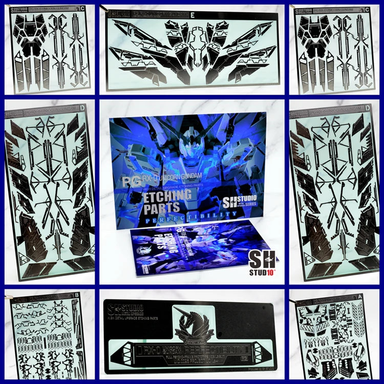 SH STUDIO for Gundam  PG 1/60 RX-0 UNICORN HIGH DETAIL UPGRADE ETHING PARTS Special Etching Sheet Assembled Model
