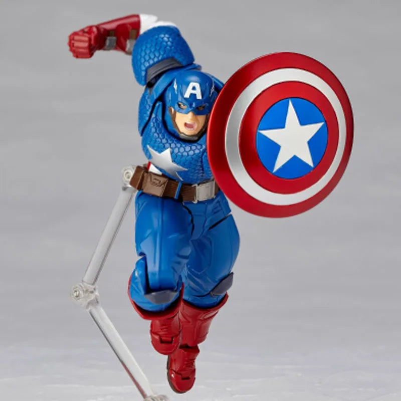 KAIYODO Genuine Amazing Yamaguchi Anime Figure Captain America Action Figure Toys for Boys Kids Gift Collectible Model Ornaments
