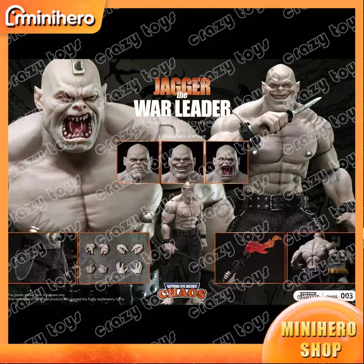 In Stock CHAOS N0 003 War Leader Jagger 1 12 Scale Movable Action Figure Collectible Toy Robot Model for Adults Kids Gift
