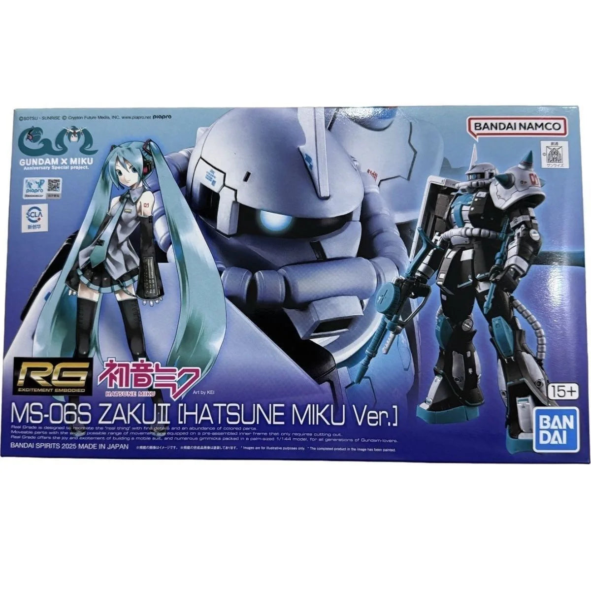In Stock RG 1144 MS06S Zaku II Hatsune Miku Version Figure Model Bandai Gundam X Miku Anniversary Robot Special Project