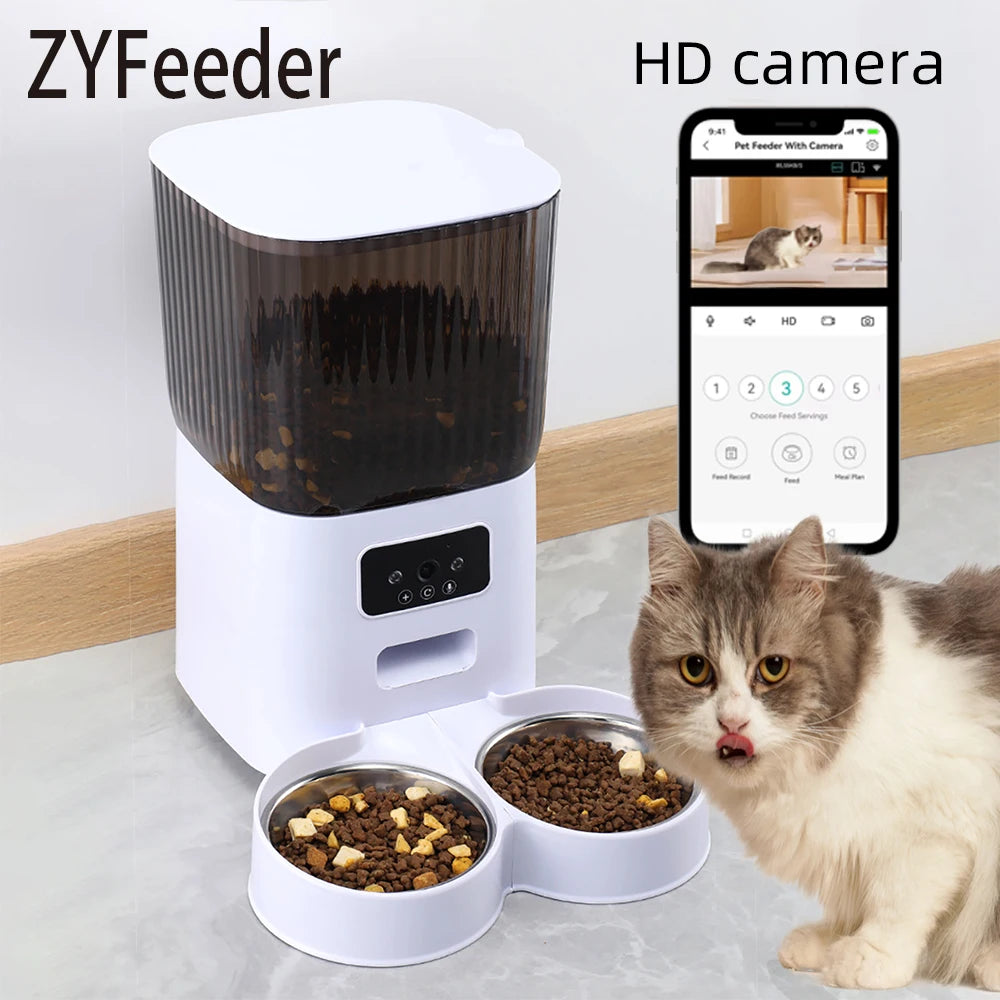 5L Futterautomat für Haustiere mit Kamera, automatischer Katzenfutterautomat, intelligenter Hundefutterspender, WiFi-Timing, quantitativer Futternapf aus Edelstahl