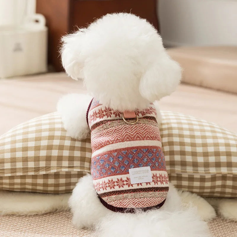 Cotton Dog Clothes Small Dogs Winter Dog Coat Luxury Warm Clothing Chihuahua Bichon Apparels with D-Ring Thicken Dog Jacket Vest
