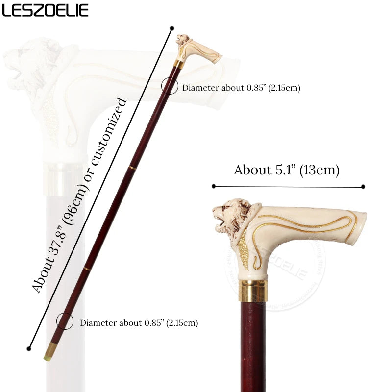 96 cm Gehstock mit Tigerkopf-Harzgriff, Herren, schwarz, Gehstock aus deutschem Buchenholz, Damen, rot, modische dekorative Stöcke