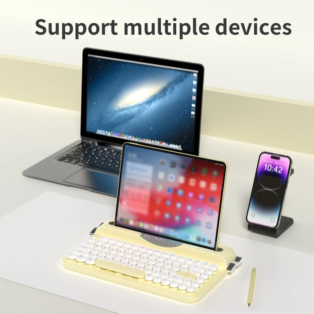 AJAZZ AF84 Multl-Device Keyboard Dual Mode 2.4G/Bluetooth5.0 With Card Slot Bracket Position Typewriter Office Membrane Keyboard