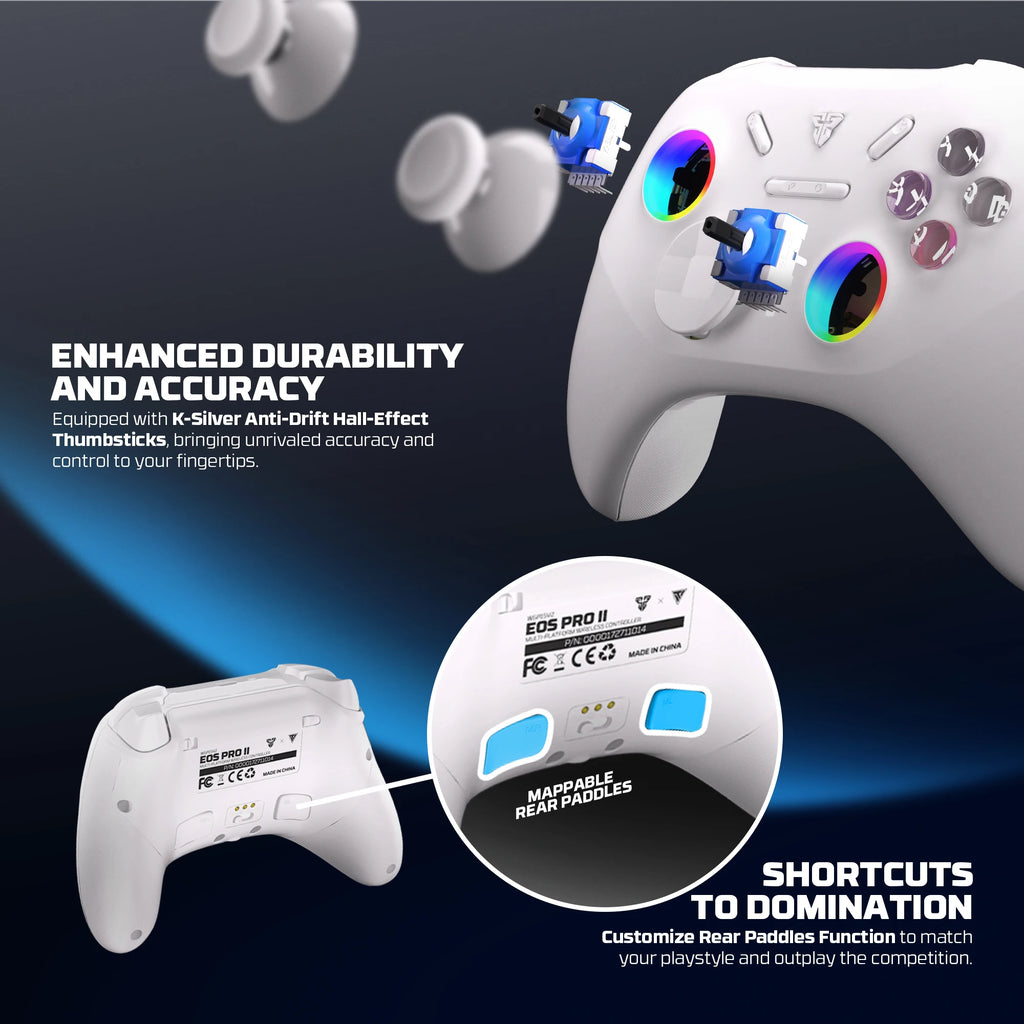 FANTECH EOS PRO II Wireless Gamepad Hall Effect Joysticks Triggers RGB Light Gaming Controller With New Upgrade 1000hz