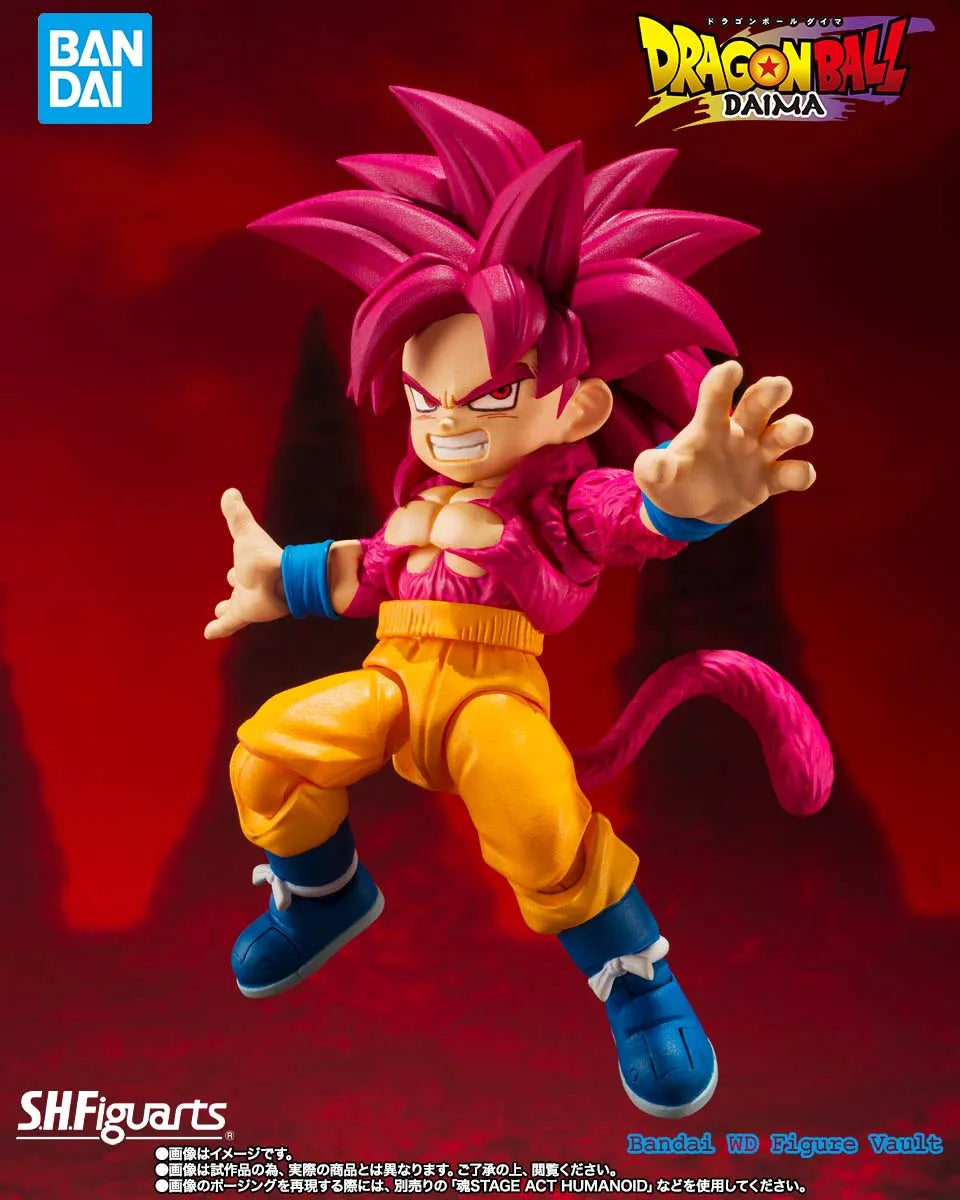 In stock Bandai Dragon Ball DAIMA S.H.Figuarts Super Saiyan 4 Son Goku (Mini) -DAIMA Figures Anime Model Genuine Boxed Toy Gift
