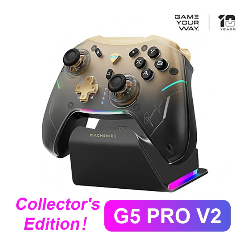 Machenike Gamepads G5 Pro V2 Controller Three-Mode Game Collection Edition Hot Swap Hall Rocker Bluetooth Trigger Vibration Gift