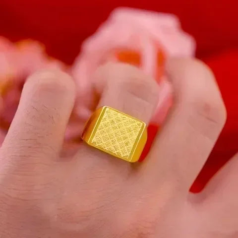 Gold shop with 999 24k real  gold ring men's fortune adjustable  24 K 5D real gold ring smooth sailing domineering male ring