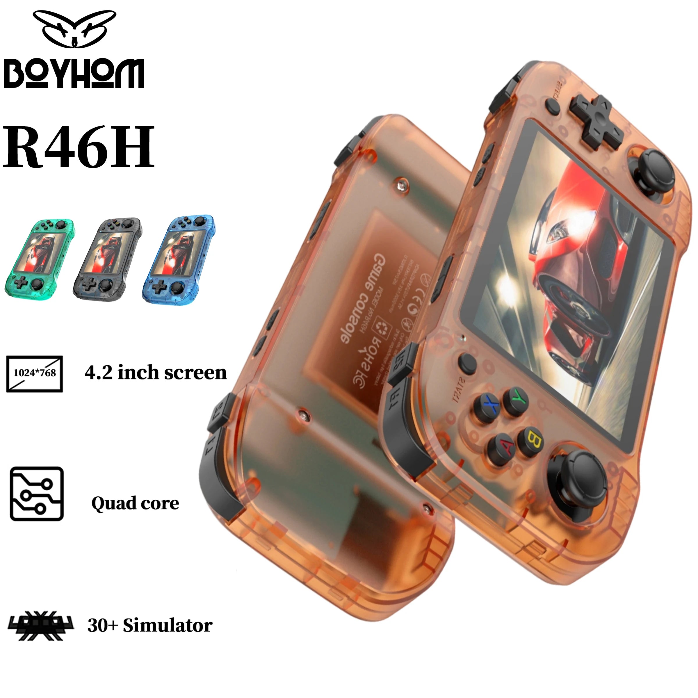 R46H Retro Handheld Console Classic Game 4.2 inch HD IPS Screen Portable Video Player MAX 128G 29K Game R36H R36S