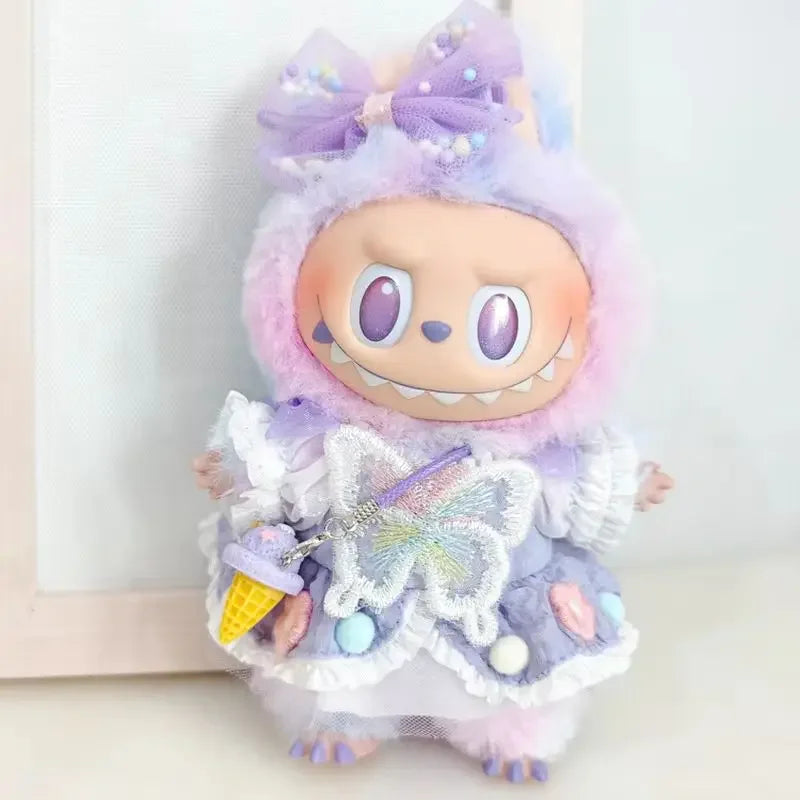 Labubu V3 0 High Energy Vinyl Plush Doll Blind Box Pendant Lucky Purple Butterfly Fairy Baby Clothes Skirt Cute Kawaii Fashion