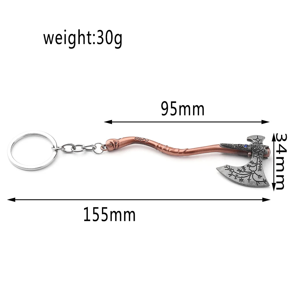 God of War Kratos Axe Key Chain Guardian Shield Sword Pendant Keychain for Women Men Fans Car Keyring