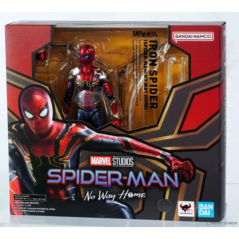 Bandai Original S.H.Figuarts Spider-Man：No Way Home Iron Spider Action Figure Toys for Boys Girls Gift Collectible Ornaments