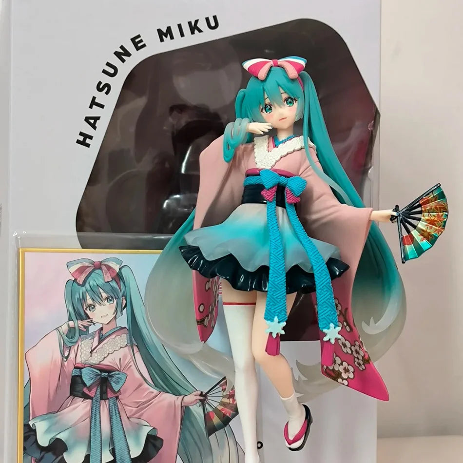 New 18cm Anime Hatsune Miku Figure Sexy Character Ornaments Neo Tokyo Series Kimono Kawaii Car Decoration Collectible Model Gift