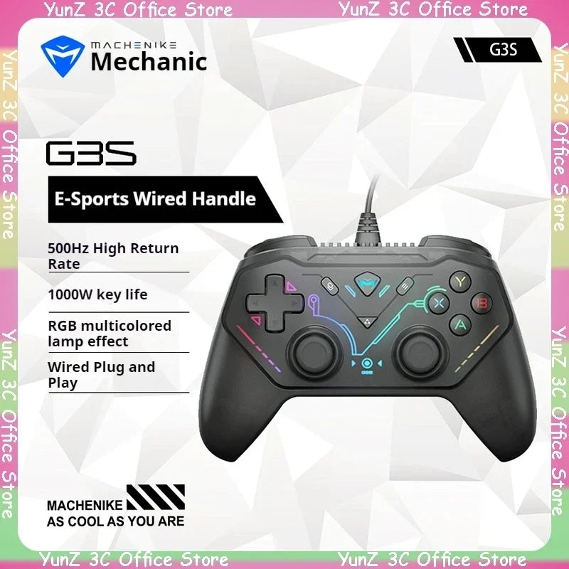 G3S Gamepads wired game controller linear effect joystick RGB 8-channel mechanical tactile D-pad suitable for PC Android gift