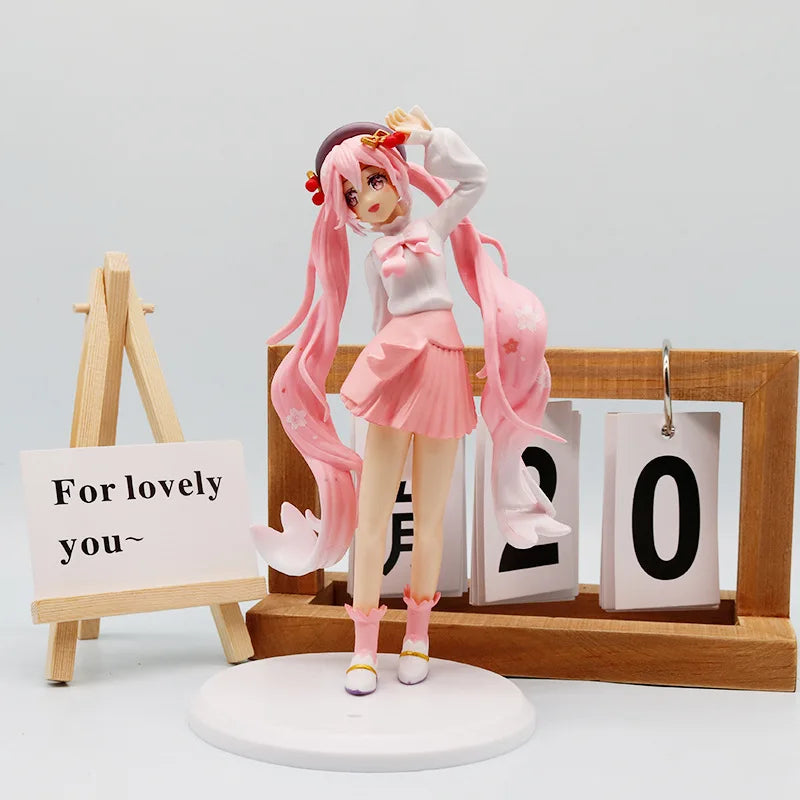 20CM Anime Hatsune Miku 1/6 Sakura Figure Hanami Outfit Ver Standing Model Toy Doll Collection Gift Aciton Figure PVC